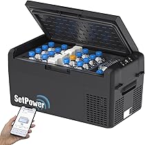 Amazon.co.jp: Setpower RF20 車載冷蔵庫 2室【内蔵製氷皿 50時間持続